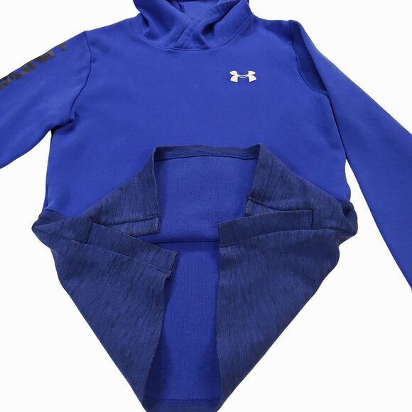 Under Armour Youth M Blue Hoodie With Two-Tone Design & Logo On Chest - Picture 4 of 10